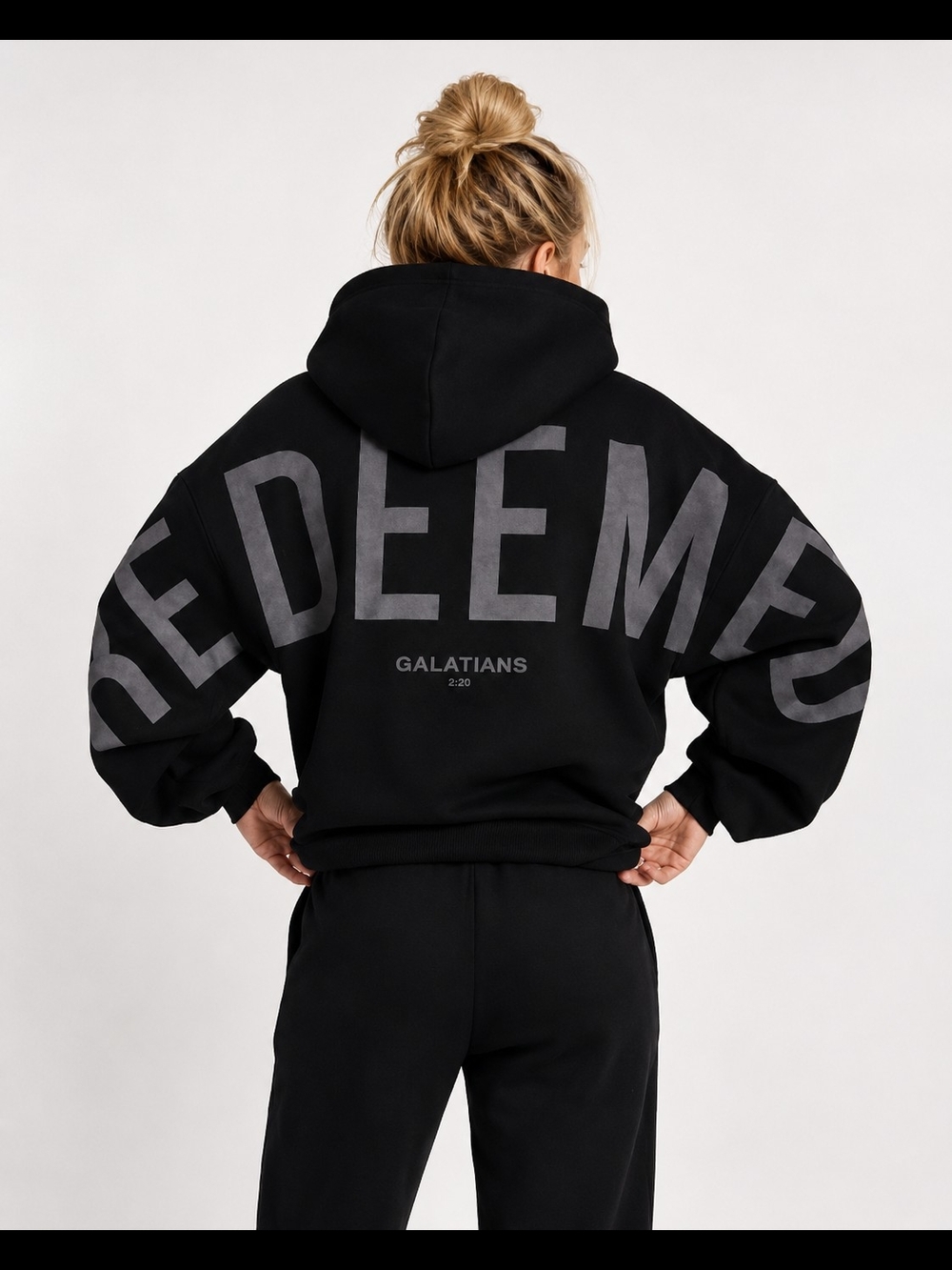 GLO Unisex Black "Redeemed" Graphic Hoodie